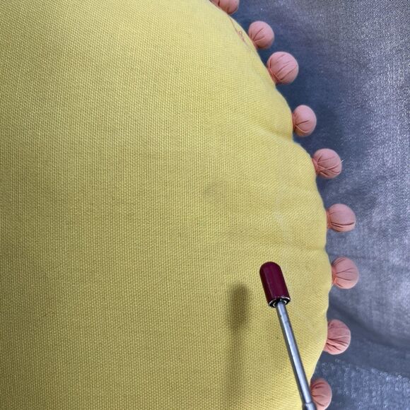 POTTERY BARN KIDS Decorative Throw Fish Pillow Round with Pom Pom Edge - Picture 9 of 10